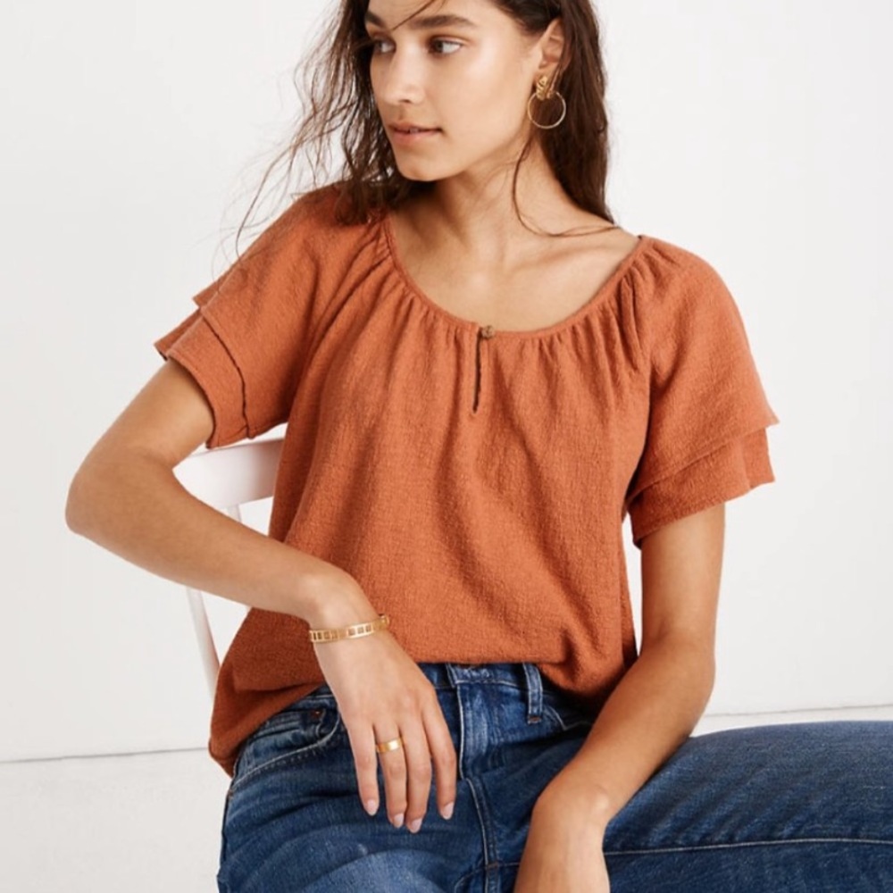 Texture & Thread Tiered-Sleeve Top